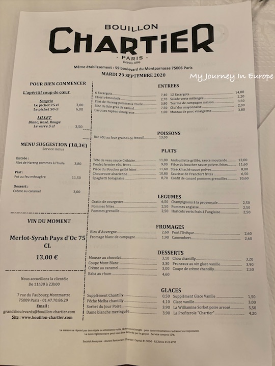巴黎百年餐廳 Bouillon Chartier 平價美味的法式料理 巴黎百年餐廳 Bouillon Chartier